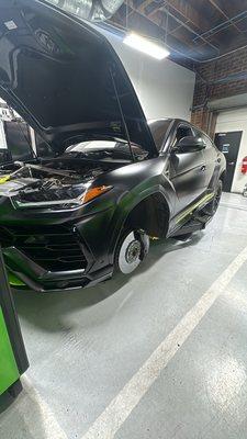 Front brake pads on Lamborghini Urus