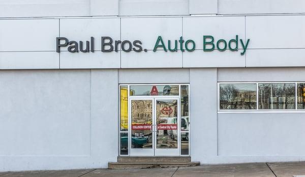 The Paul Bros Auto Body Storefront.