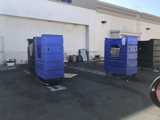 Donation bins in the back or the building