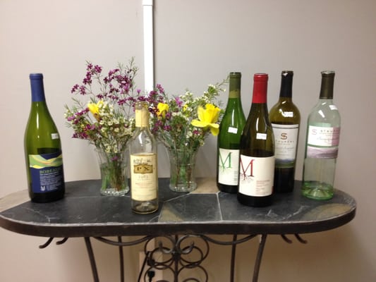 One of our wine tasting line-ups.