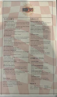 Breakfast menu