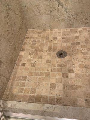 Shower after regrouting.