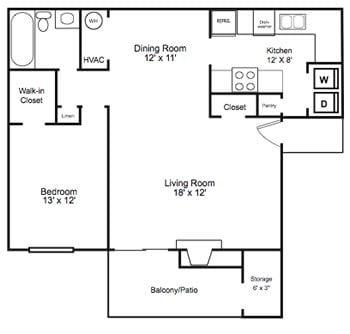 One bed / One bath 855 Sq. ft.