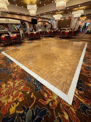 Oakwood parquet dance floor for wedding reception in Rowland heights