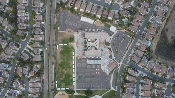 Top down view of Sage Canyon and surrounding neighborhood.