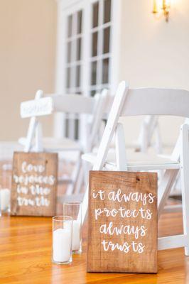 Love Is Patient Ceremony Aisle Signs