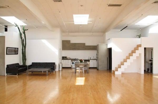 The kitchen area viewed from the shoot space.