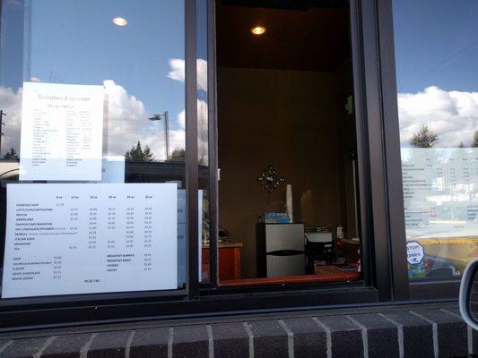 This is the drive-thru window at Sweeties Espresso. Super convenient!