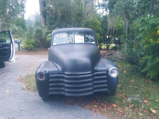 Customer who brought in a 1947 Chevy truck, getting it slammed on the ground airbags.