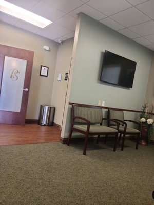 Beautiful and large waiting area with a clean restroom