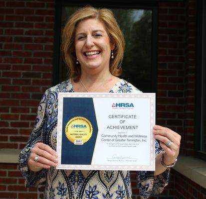 Our CEO Joanne Borduas with our National Quality Leader Award!