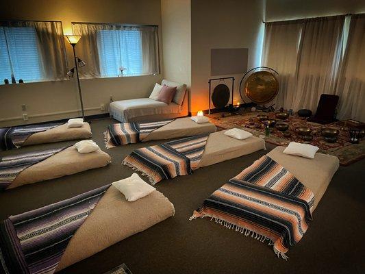 Sound Healing & Meditation Studio - We limit class size to 6 people for your comfort, and to provide focused attention to each individual.