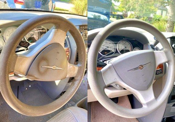 Chrysler van steering wheel before and after