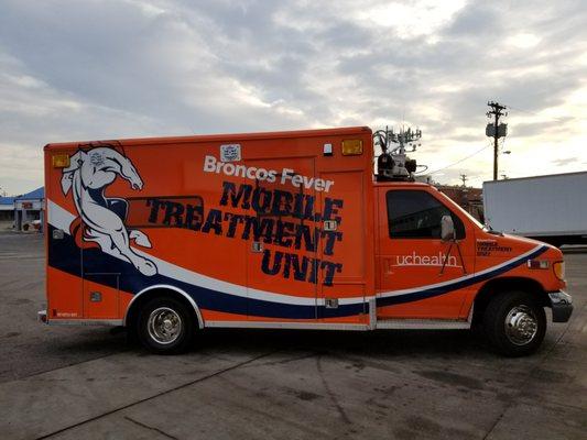 We were proud to help get the UCHealth "Broncos Fever Mobile Treatment Unit" ready for the busy Broncos Fever season. #CoolCars, #GoBroncos