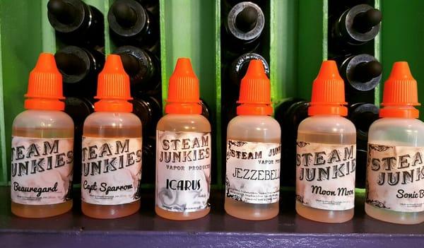 Steam Junkies! Made right in the Grand Valley. Check them out on Facebook or at Lizard Lounge Vapor