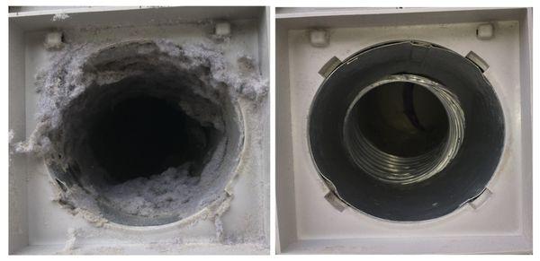 Before and after duct cleaning.