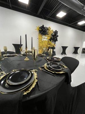 Black and Gold Themed Birthday Dinner