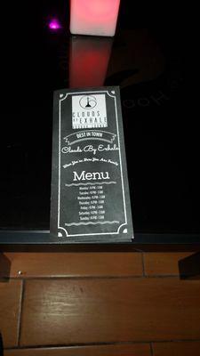 Front side of Menu.