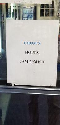 They're not too formal about the hours here.