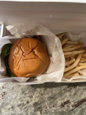 Bacon cheeseburger and fries