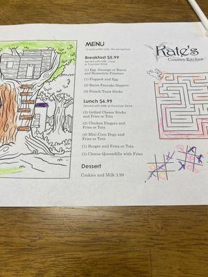 Kids menu