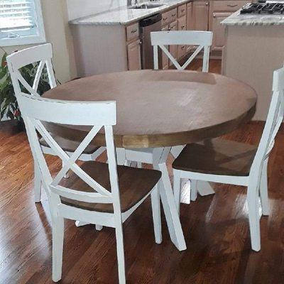 Dining set after sanding and painting