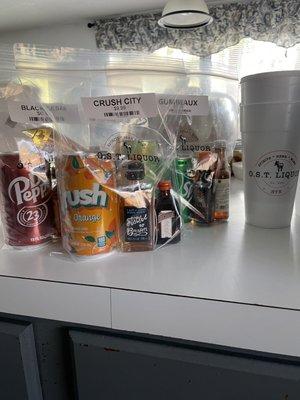 Pre made cocktails drink options .... City Crush wasn't my favorite but I'm not a orange soda fan just trying new stuff