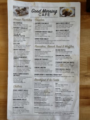 Breakfast menu