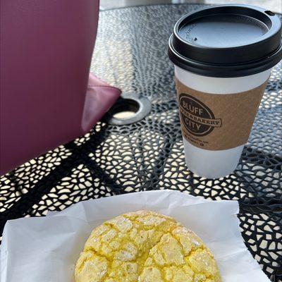 Lemon cookie with dark roast coffee