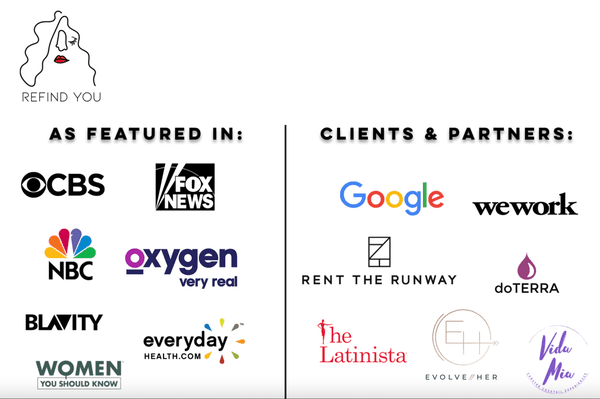 Alisha's partners and features include:
Google, WeWork, Rent the Runway, Oxygen Network, NBC, CBS, Fox News, and more!