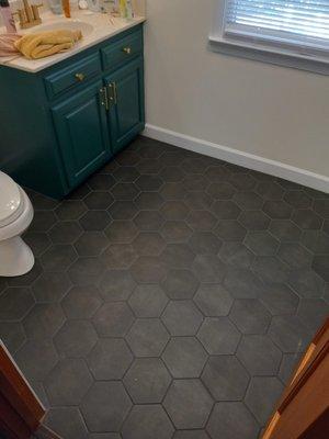 Bathroom Remodel 
Painting and Tile Floor Install