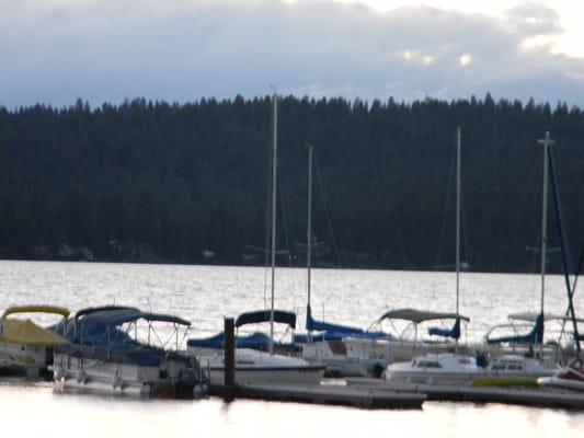 Boats docked at the marina.