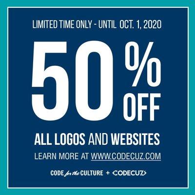 50% OFF All Logos and Websites until October 1, 2020