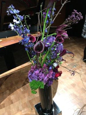 Floral Stage Arrangement for January 2020 Steinway Hall Recital