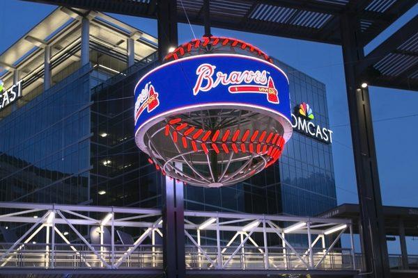 Curved Atlanta Braves display at Truist Park.