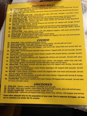 Descriptive menu