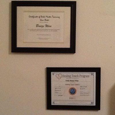 My certificates.