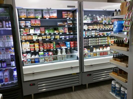 Some of the refrigerated foods at Village Foods & Pharmacy.