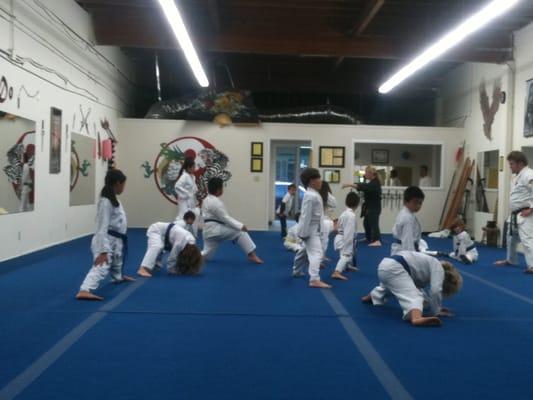 Kids learning Kung Fu moves