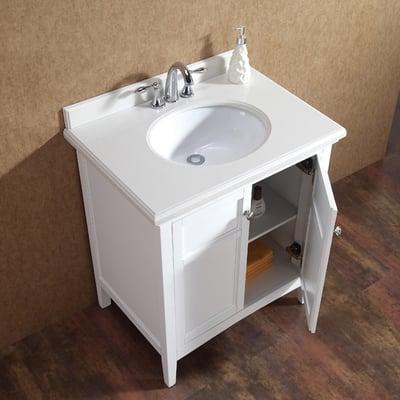 Simona 30-in x 21-in Pure White Undermount Single Sink Bathroom Vanity with Cultured Marble Top