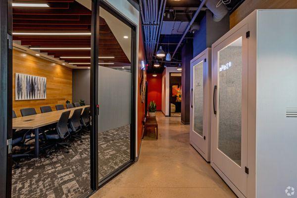 hallway, phone booths, Meeting room