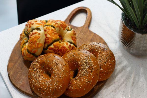 Jalapeno Cheddar & Everything Bagels!