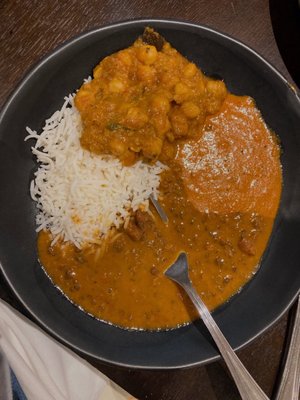 Channa Masala Dal Makhni Organic Tofu Tikka Masala Plain Basmati Rice