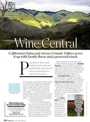 A US Airways travel magazine article to come visit Edna Valley