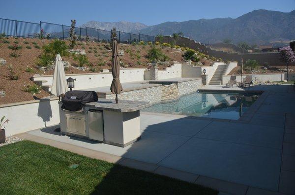 Rancho Cucamonga area, pool, spa, retaining walls etc