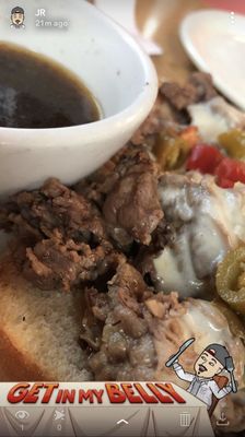 Italian beef with mozzarella hot giardiniera