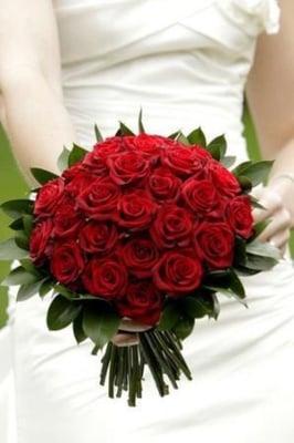 Red roses bridal bouquet