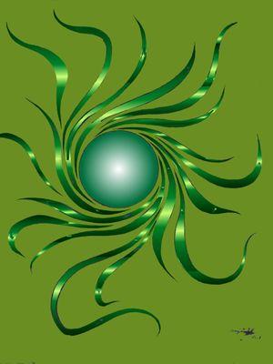 GREEN FIRE. This is an abstract image done with acrylic paint combined with digital coloring, created by Artist Jeremiah Stubbs.