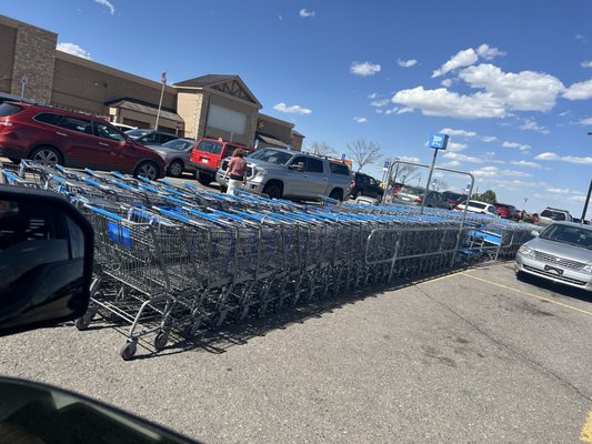 Carts halfway into the road