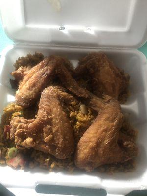 Chicken Wings with Roast Pork Fried Rice